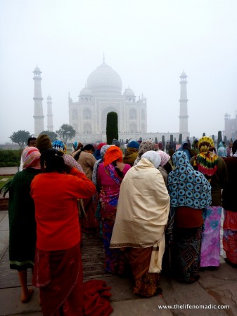 A very foggy morning at the Taj Mahal, Agra, India.