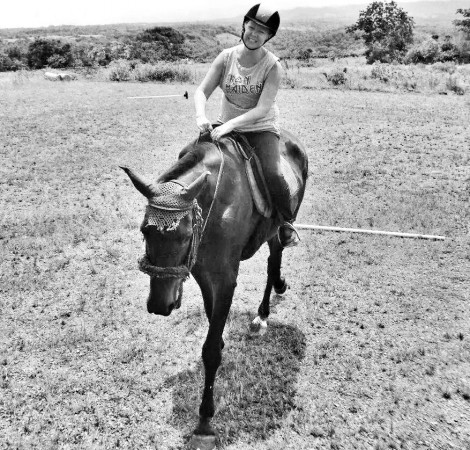 Today in Boquete, Panama. This is Big Girl, a talented Hanoverian mare and my new best friend.