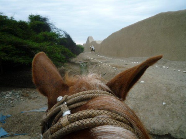 Riding through the ancient Moche ruins of Chan Chan in Trujillo, Peru.